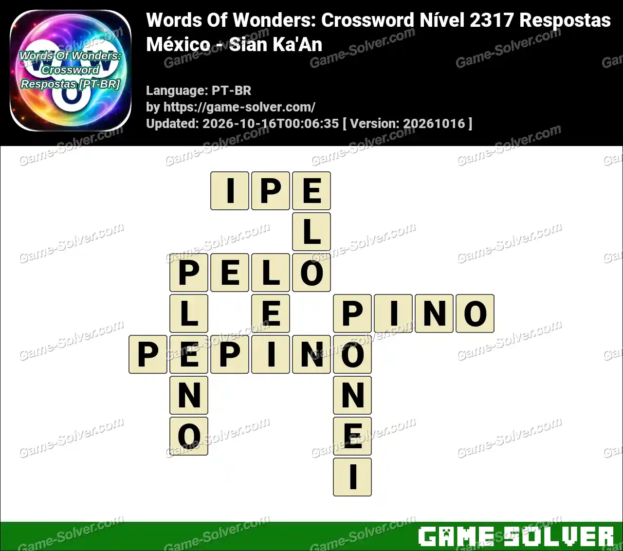Words Of Wonders: Crossword Nível 2317 Respostas – México – Sian Ka’An